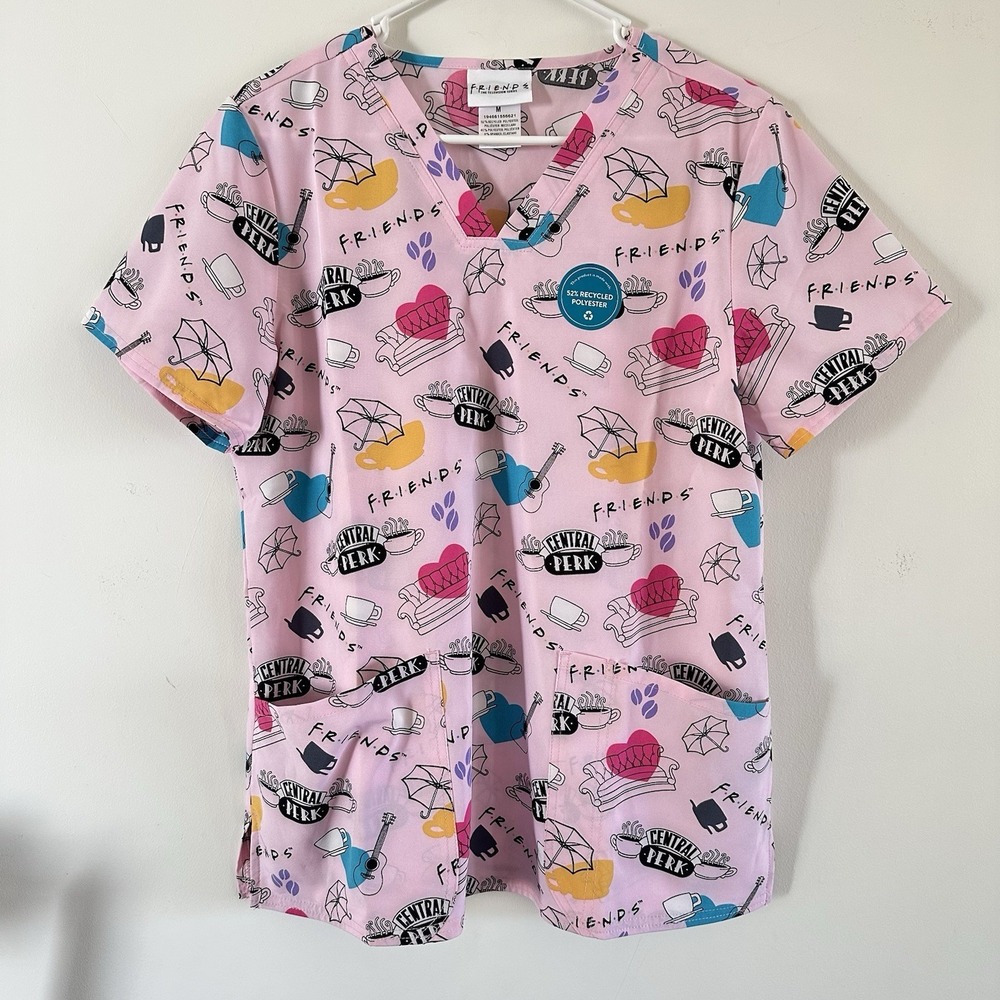 Tooniforms Cherokee Women's Friends "Central Perk" Scrub Top Size Medium New